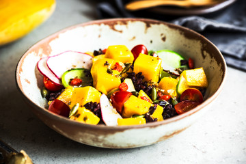 Mango with Riceberry,Goji berry and Radish Salad