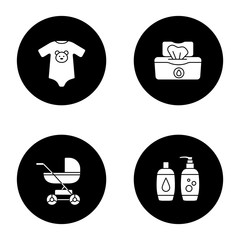 Childcare glyph icons set