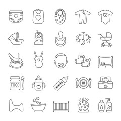 Childcare linear icons set