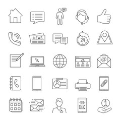 Information center linear icons set