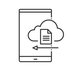 Smartphone cloud storage linear icon