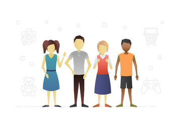 Obraz premium Group of children flat character design