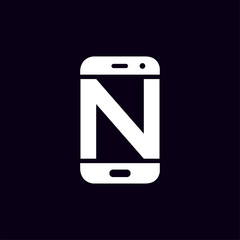 N Initial letter with Smart phone logo icon vector