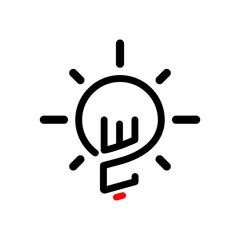 WC Initial Letter with creative bulb Logo vector element. Initial letter bulb Logo Template