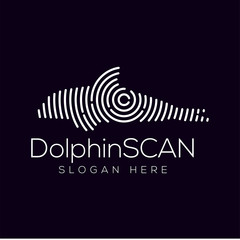 Obraz premium Dolphin Scan Technology Logo vector Element. Animal Technology Logo Template