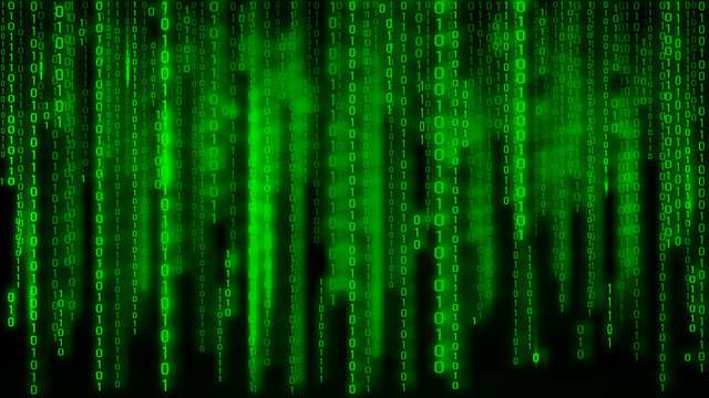 Digital background green matrix. Binary computer code. Vector Illustration. Hacker concept.