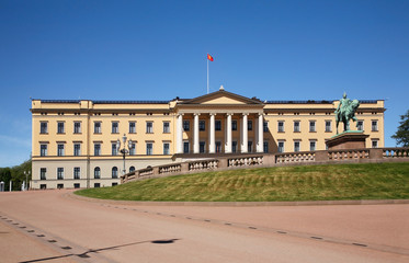 Royal Palace and statue of King Charles John in Oslo. Norway
