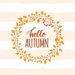 Obraz premium Hello Autumn vector illustration. Floral frame. Vector background