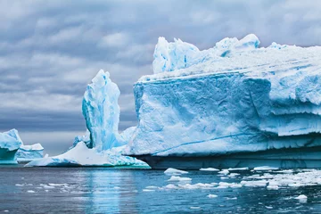Papier Peint photo autocollant Glaciers nature du paysage des icebergs de l& 39 Antarctique, arrière-plan du concept de changement climatique, fonte des glaces en raison du réchauffement climatique