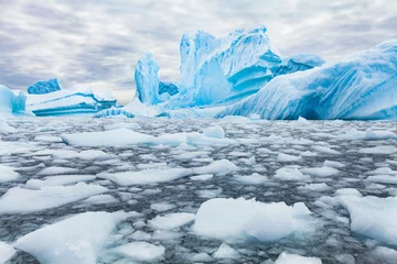 Gordijnen Antarctica prachtig landschap, blauwe ijsbergen, natuurwildernis © Song_about_summer