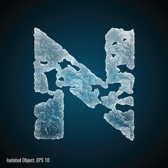 Ice Font / isolated ice shaped letter N vector illustration