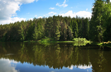Fototapeta na wymiar Storage reservoir in Shakhovskaya. Moscow oblast. Russia