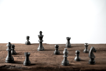 Chess business concept, leader teamwork & success