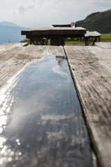 A large ice hail in the mountain, shot after a summer storm.