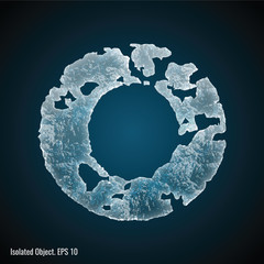 Ice Font / isolated ice shaped letter O vector illustration