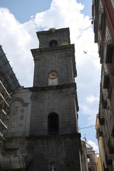 Naples, Italy - July 24, 2018 : San Lorenzo Maggiore church bell tower