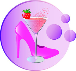 Pink cocktail high hill icon