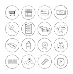 Shopping online icon set,outline vector illustration