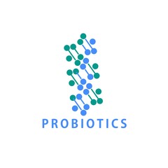 Probiotics logo. Bacteria logo. Concept of healthy nutrition ingredient for therapeutic purposes. Simple flat style trend modern logotype graphic design isolated