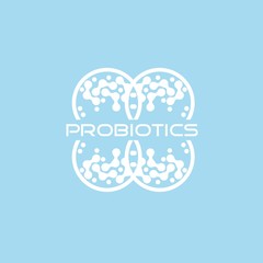 Probiotics logo. Bacteria logo. Concept of healthy nutrition ingredient for therapeutic purposes. Simple flat style trend modern logotype graphic design isolated