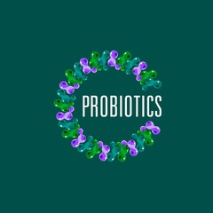 Probiotics logo. Bacteria logo. Concept of healthy nutrition ingredient for therapeutic purposes. Simple flat style trend modern logotype graphic design isolated