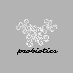 Probiotics logo. Bacteria logo. Concept of healthy nutrition ingredient for therapeutic purposes. Simple flat style trend modern logotype graphic design isolated