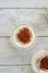 Tiramisu in einem Glas von oben