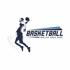 Fototapeta premium Basketball or Jump Logo Vector Design, Silhouette Illustration Logo