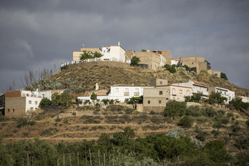 Fototapeta na wymiar a view of Finana town on a cloudy day, province of Almeria, Andalusia, Spain