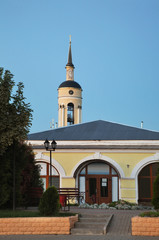 Lenin square and Cathedral of Annunciation of Blessed Virgin Mary in Borovsk. Kaluga oblast. Russia