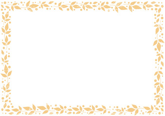 White background with decorative frame of orange leaves and dots and texture for decoration, scrapbooking paper, sheet of book or notebook, wedding invitation, greeting card, text, family tree