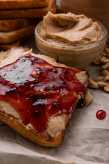 peanut paste on a wooden rustic background