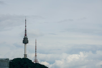 Beautiful dark blue sky and white clouds go with each other after heavy rain purifying fine dusts in the air.