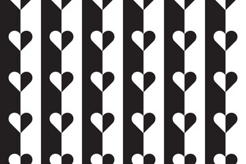 background of black and white stripes with contrasting hearts - 217578993