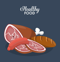 Healthy food concept with beef and pig meat vector illustration graphic design