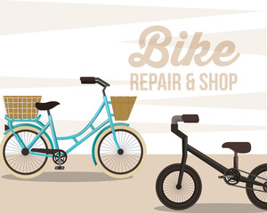 bike repair and shop ride vintage style background vector illustration