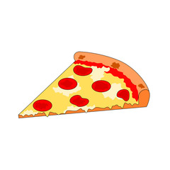 Tasty fast food slice cheese pizza icon on white background