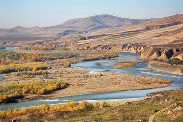 Kura river at Uplistsikhe near Gori. Shida Kartli region. Georgia
