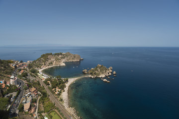 Fototapeta na wymiar View from the top of the Isola Bella in taormina, sicily
