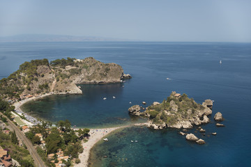 View from the top of the Isola Bella in taormina, sicily