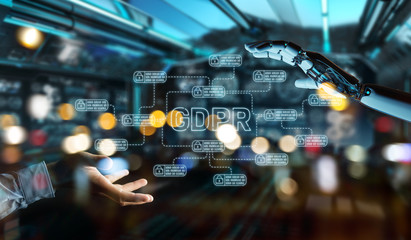 White robot hacking and accessing GDPR interface
