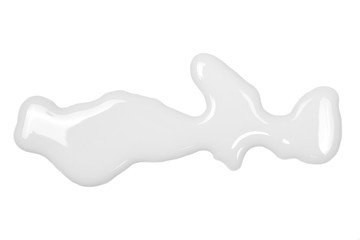 Fototapeta premium Spilled milk puddle isolated on white background and texture, top view