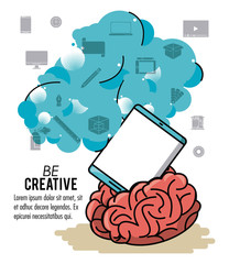 Be creative poster with information and cartoons vector illustration graphic design