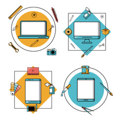 Set of creative design cartoons and icons collection vector illustration graphic design