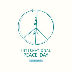 International Peace Day. Vector template poster with the symbol of peace and life