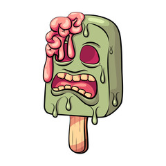 Zombie ice cream. Icon for Halloween. Vector illustration.