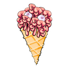 Zombie ice cream. Icon for Halloween. Vector illustration.