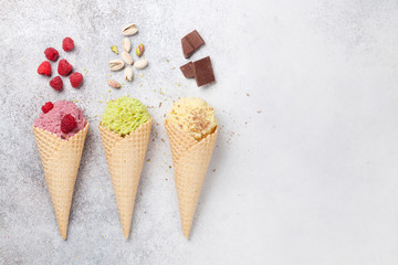 Ice cream with nuts and berries
