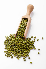 fresh muung beans on a white background
