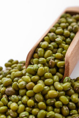 fresh muung beans on a white background